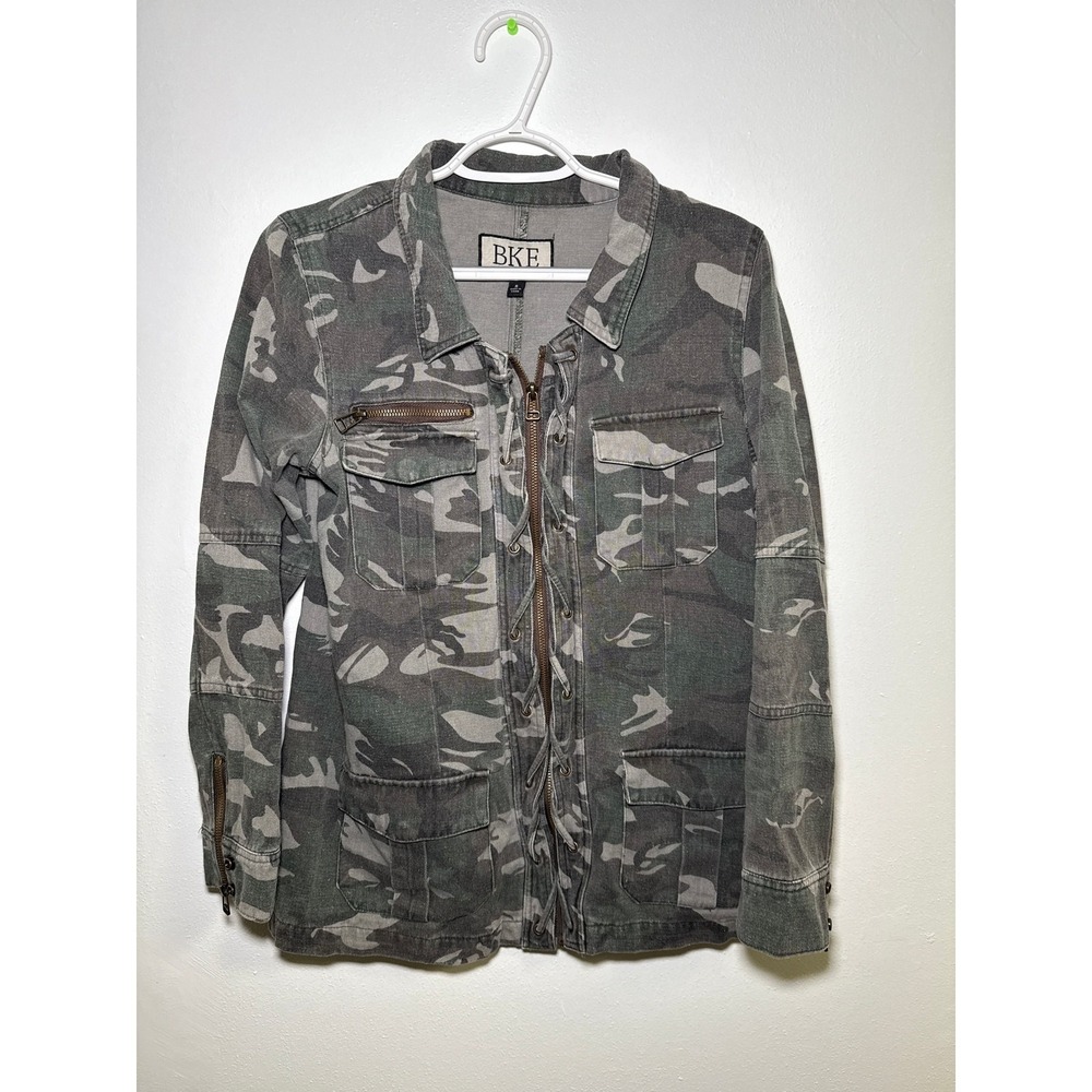BKE camo utility jacket womens small trucker military grunge streetwear‎ urban